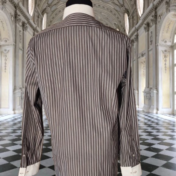 EMILIO GUIDO SLIM FIT MEN LONG SLEEVE STRIPE DRESS SHIRT - SIZE XL (44) - Picture 5 of 11